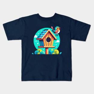 Chirpy Haven Birdhouse Tee Kids T-Shirt